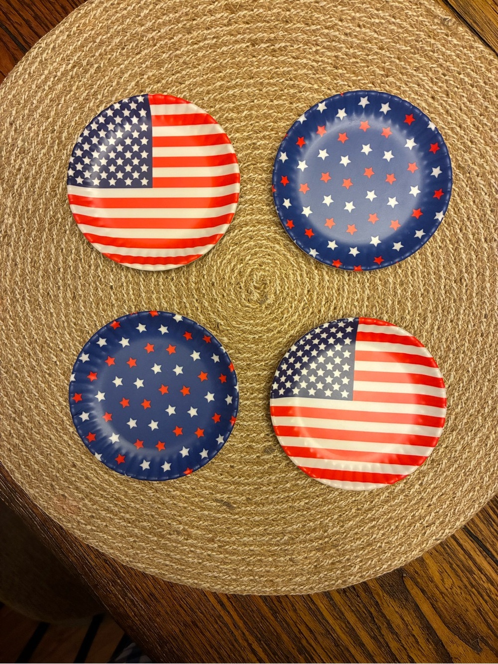 Patriotic Red, White & Blue Drink Coasters - Pack of 4 NWOT!